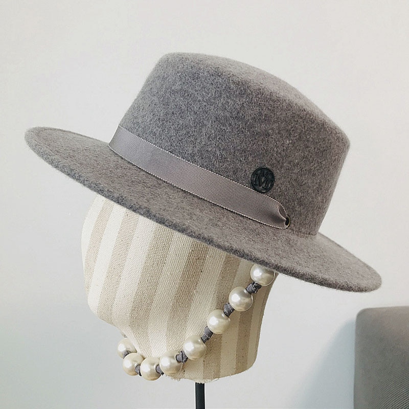 Fibonacci uld fedora hat kvinder retro uld filt hat europæisk punk flade top hatte kasket street vild trend sorte kasketter grå