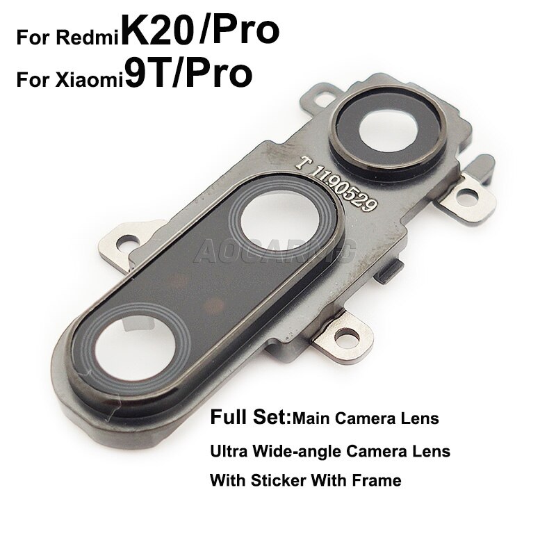 Voor Xiaomi Redmi K20 9T Pro Hoofdcamera Lens Ultra Groothoek Achter Terug Camera Lens Glas Met Frame ring Cover Sticker