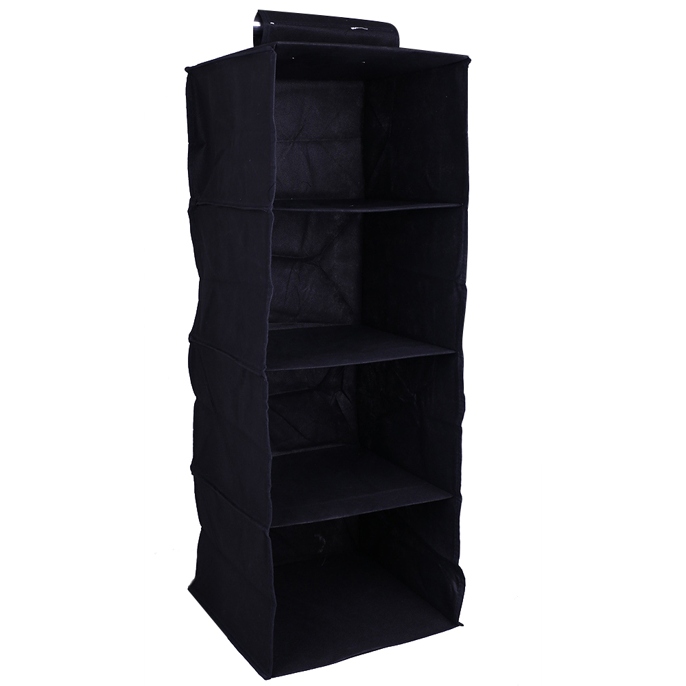 4 Shelving Hanging Closet Organizer Hanging Pocket Drawer Clothes Storage Clothes Home Organization Accessories Supplies: Black