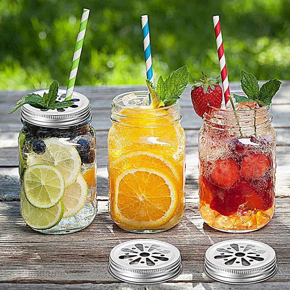 10Pcs Mason Jar Lids Flower Pattern Rust-proof Tinplate Mason Jar Covers Storage Can Lids Decoration for Home 