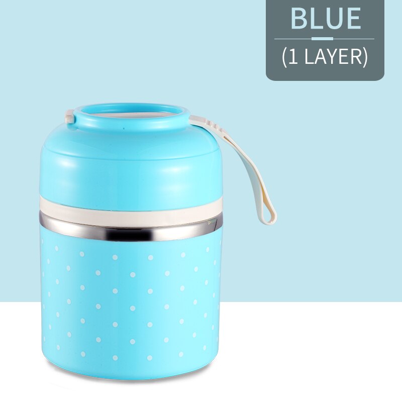 Leuke Japanse Thermische Lunchbox Lekvrije Rvs Bento Box Kids Draagbare Picknick School Voedsel Container Keuken Benodigdheden: Blue 1 Layers