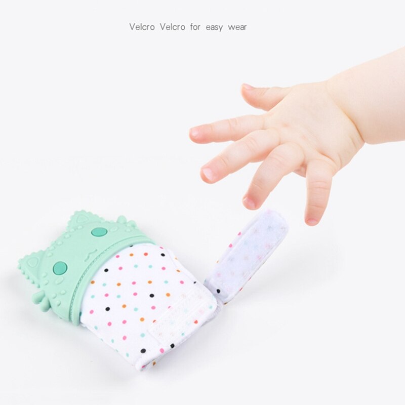Baby teether hansker knirkende slipetenner tannpleie tannkjøtt smertelindring nyfødt bitt tygg lyd leker justerbar tannkitt