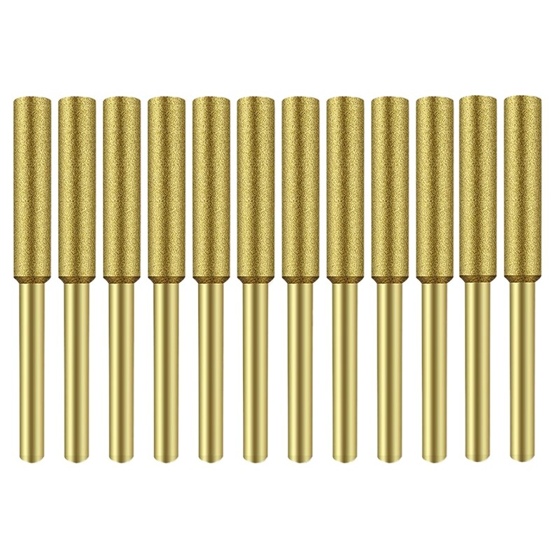 12 Stuks Braam Slijpen Steen Bestand 4.0Mm Titanium Plated Diamant Slijpen Wielen Kettingzaag Slijper Steen Elektrische Kit: Default Title