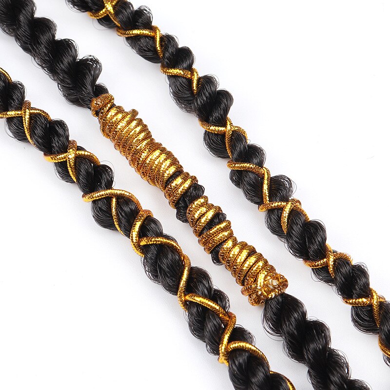 Trenzas de pelo trenzado de color dorado y plateado, cabello fino brillante, cuerdas de pelo trenzado africano, cuerda elástica trenzada