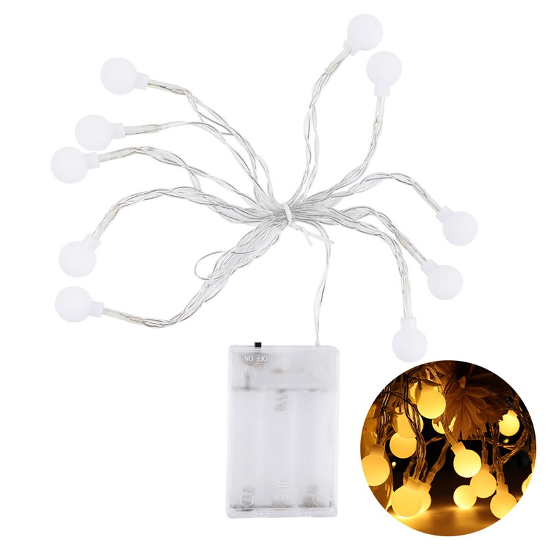 5M 50LEDS Round Ball String Lights Garland Lighting Lamp Outdoor Garden Festival Wedding Party Home Decoration Battery Powered: Warm White / 3m 20 lights