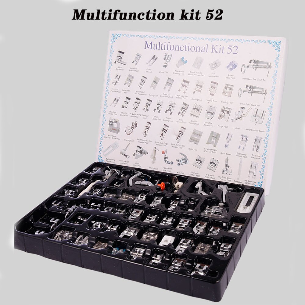 Sewing Machine Presser Foot Press Feet For Brother Singer Janome Sew Machines Kit Braiding Blind Stitch Over 32/52/62 Piece: Press foot 52pcs