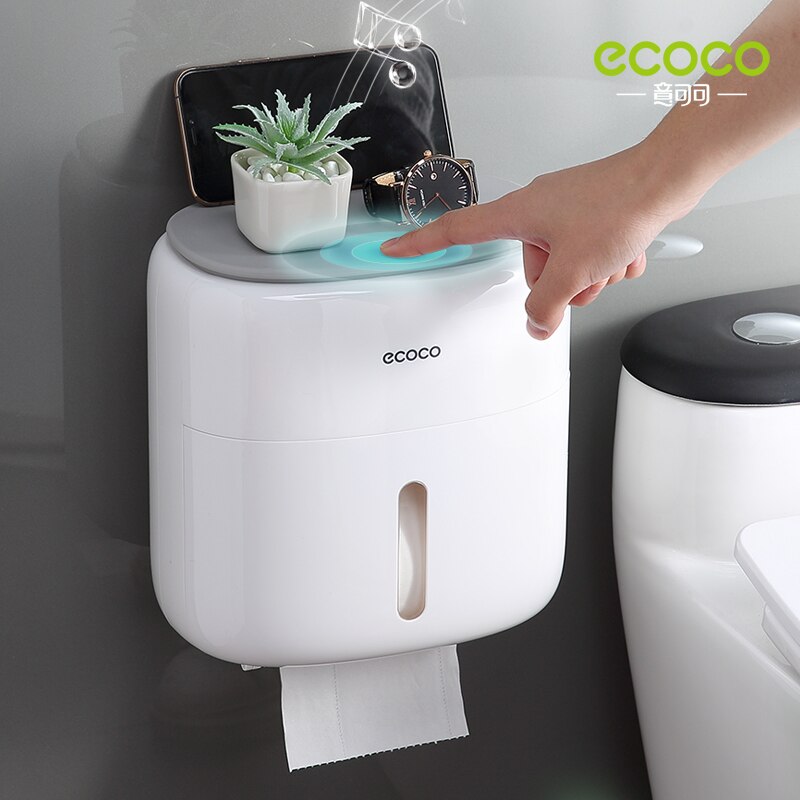 ECOCO-soporte de papel higiénico de montaje en pared, estante, bandeja de papel higiénico, tubo de papel en rollo, caja de almacenamiento creativa, caja de pañuelos para el hogar
