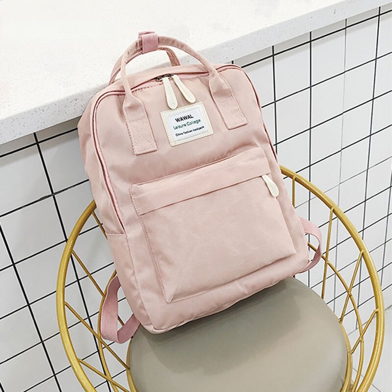 Moonbiffy Girl Boy Students School Bags Women Canvas Waterproof Backpack Wild Little Fresh Travel Soft Back Outdoor Storage