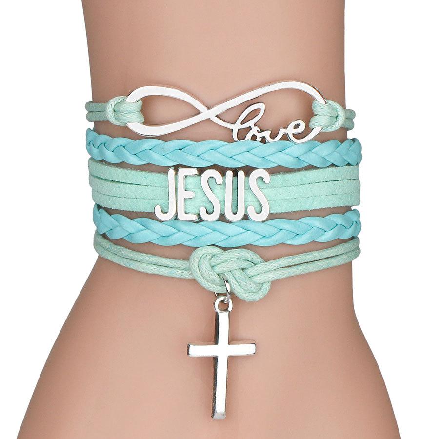 Christian jesus cross charms armbånd & armringe håndlavede multi farve: 5