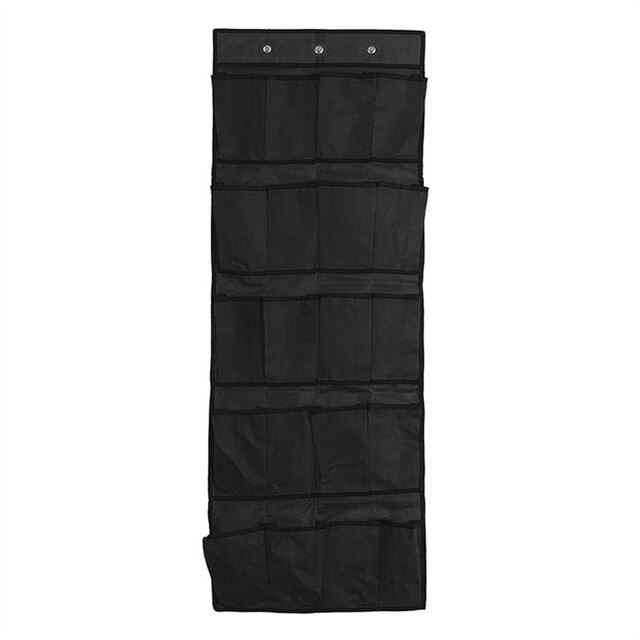 Organizador de zapatos para colgar sobre la puerta, estante de almacenamiento de 20 bolsillos, bolsa de almacenamiento montada en la pared con ganchos: Black
