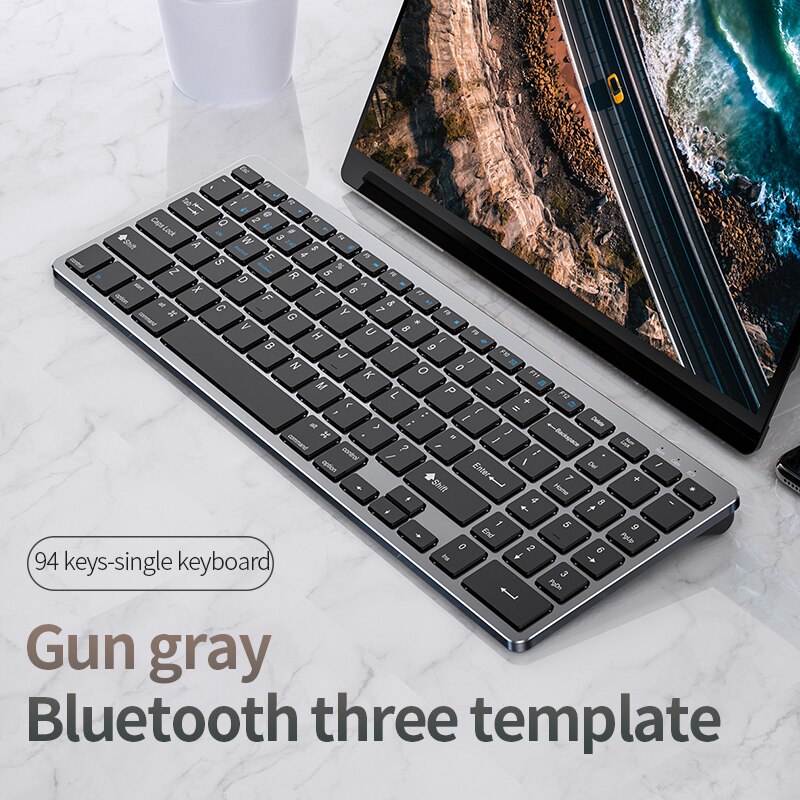 Keyboard and Mouse Set Bluetooth-compatible Slim Rechargeable USB Keyboard Mouse Combo for iPad Mac Android PC Laptop All-in-one: 94 Keys black