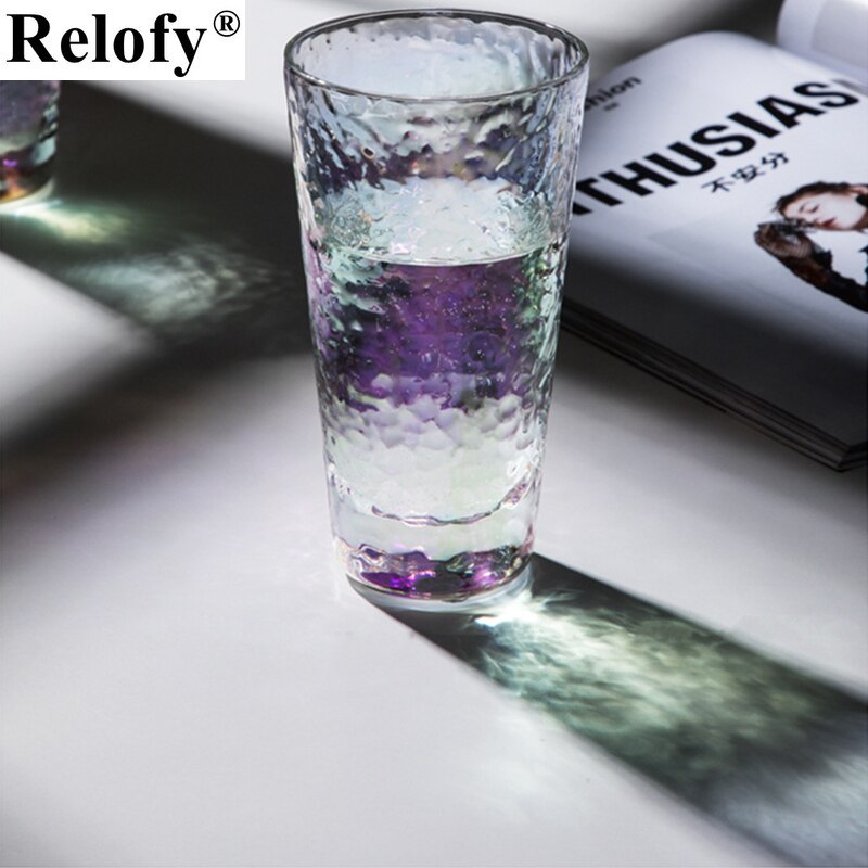 300-500ml kolorowy przezroczysty młotek szklany kubek odporny na ciepło kreatywny wysoki produkt borokrzemianowy kubek wody kieliszki robić wina