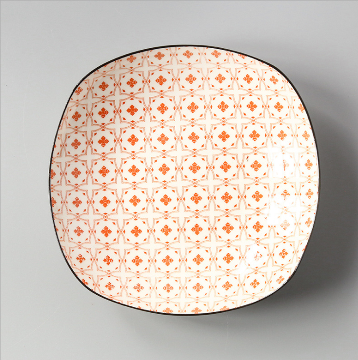 Japanese 8-inch Square Ceramic Dish Glaze Color Simple Household Serving Dish Salad Plate Dinner Plates For Kitchen Utensils: 13