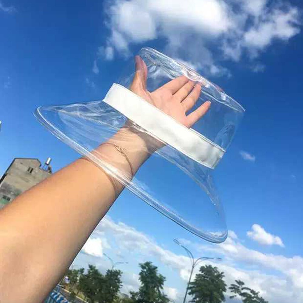 Moda kapelusz słońce kapelusz typu wiaderko czapki kobiety główna ulica letni kapelusz na plażę PVC przezroczysty osłona przeciwsłoneczna wodoodporny kapelusz przeciwdeszczowy dla mężczyzn panie