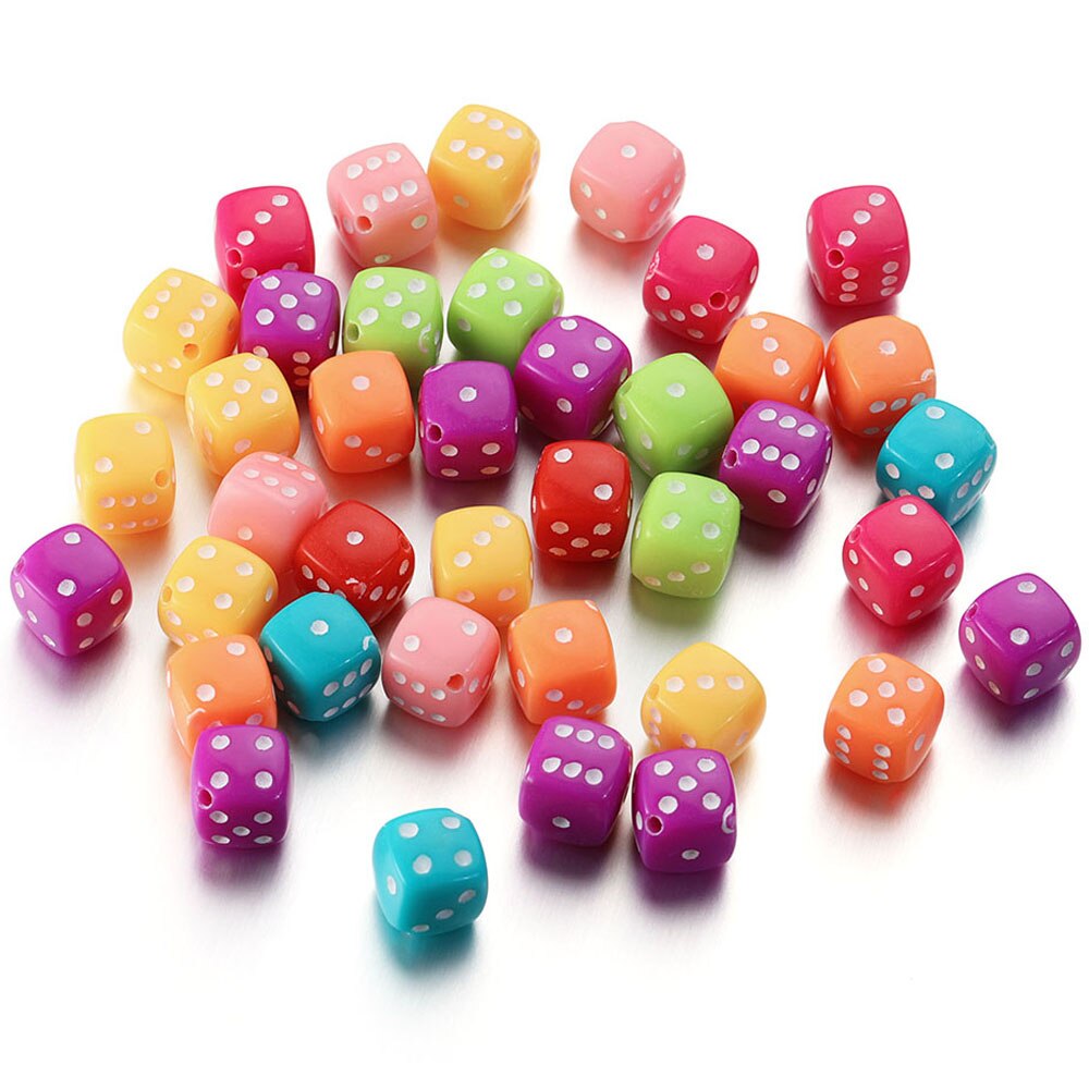 50Stck 8mm Würfel Perlen Platz Form Acryl- beabstandet Perlen Pro Schmuck Herstellung DIY Reize Armband Halskette Herstellung Zubehör: Süssigkeit-Weiß