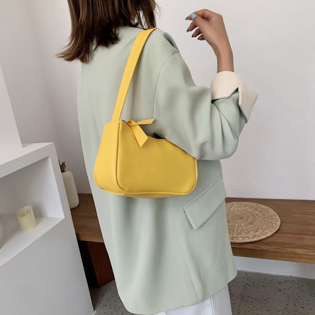 Rétro fourre-tout sacs pour femmes à la Vintage sac à main femme petit subaxillaire sacs décontracté rétro Mini sac à bandoulière femme # j2p: Yellow 