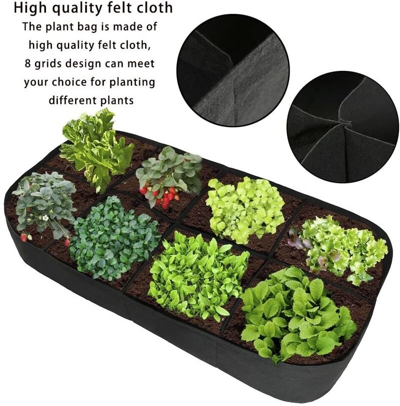 4/8 Grid Muti-Grid Rectangular Planting Bag Vegetable Split Planting Bag Green Growing Garden Flowerpot Beautiful Planting Bag
