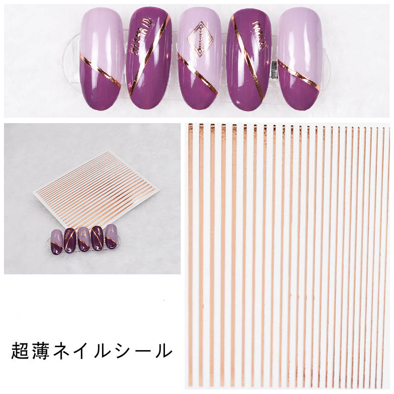 Linia artystyczna paznokci paski złoty fioletowy czarny różowy końcówka robić paznokci akcesoria dekoracyjne samoprzylepne suwak naklejka YJ010: 10 róża złoto