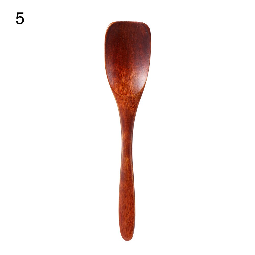 6 tipos de colheres de madeira tradicional grande colher de mão longa colher de crianças colher de sopa de arroz de madeira sobremesa colher cofre chá misturando utensílios de mesa: type5