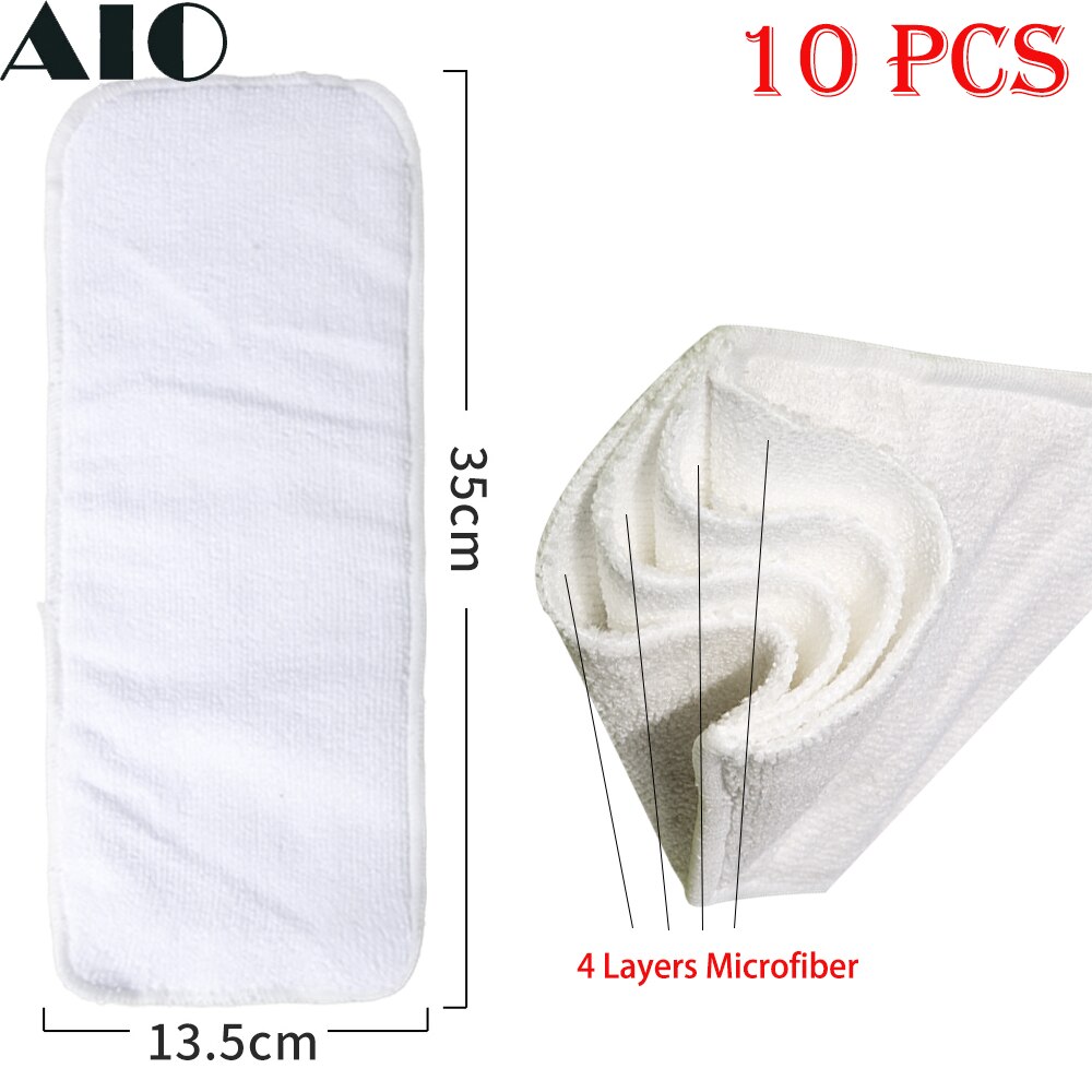 AIO Baby Nappies Microfiber Liner Fast Dry Absorbent Multilevel Cloth Diaper Inserts Washable Thick Nappy Reusable 4/10/12 pcs: 10pcs YX-NP022