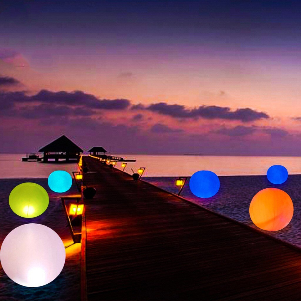 Boule lumineuse gonflable drôle boule lumineuse PVC télécommande boule de LED ballon de plage décoratif pour piscine extérieure # D