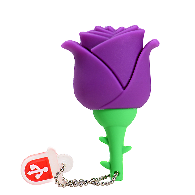 Unidades flash USB de rosa roja de dibujos animados, memoria rosa de 128GB, 64GB, para niños, Pen Drive, llavero colgante gratuito de 32GB: Morado / 16 GB