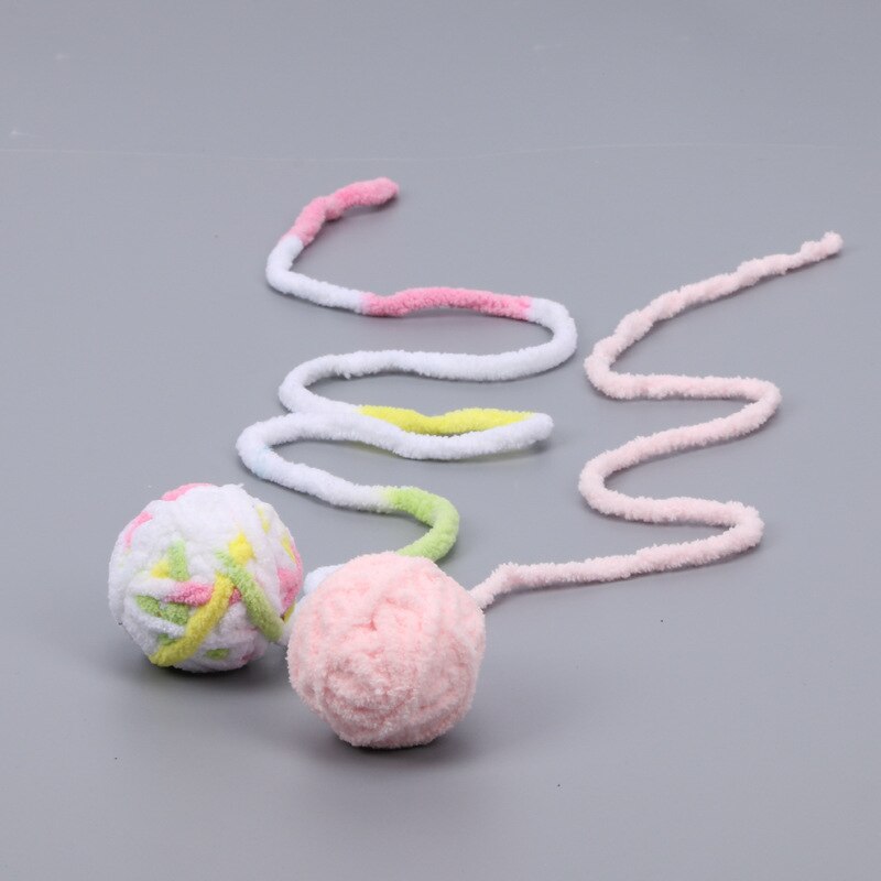 Grappige Lange Staart Fuzzy Katten Wol Bal Speelgoed Kleurrijke Touw Bal Huisdier Kat Speelgoed Teaser