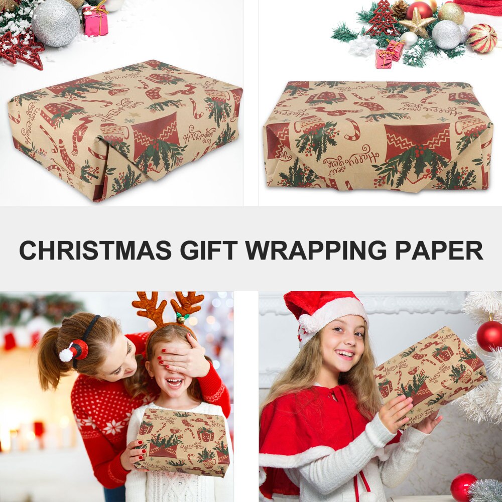 12pcs Christmas Wrapping Paper Durable Practical Stylish Christmas Packaging Paper Packing Sheet Christmas Packing Paper Gi
