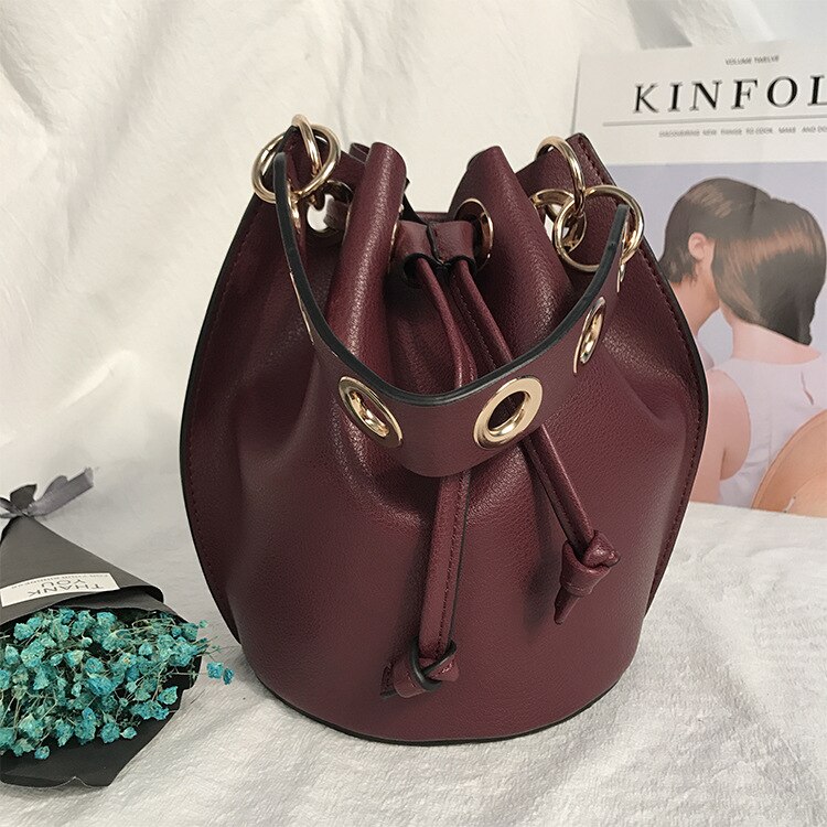 Z da família nova moda europeia e americana cordão corrente balde saco de ombro único bolsa em 2019: Wine