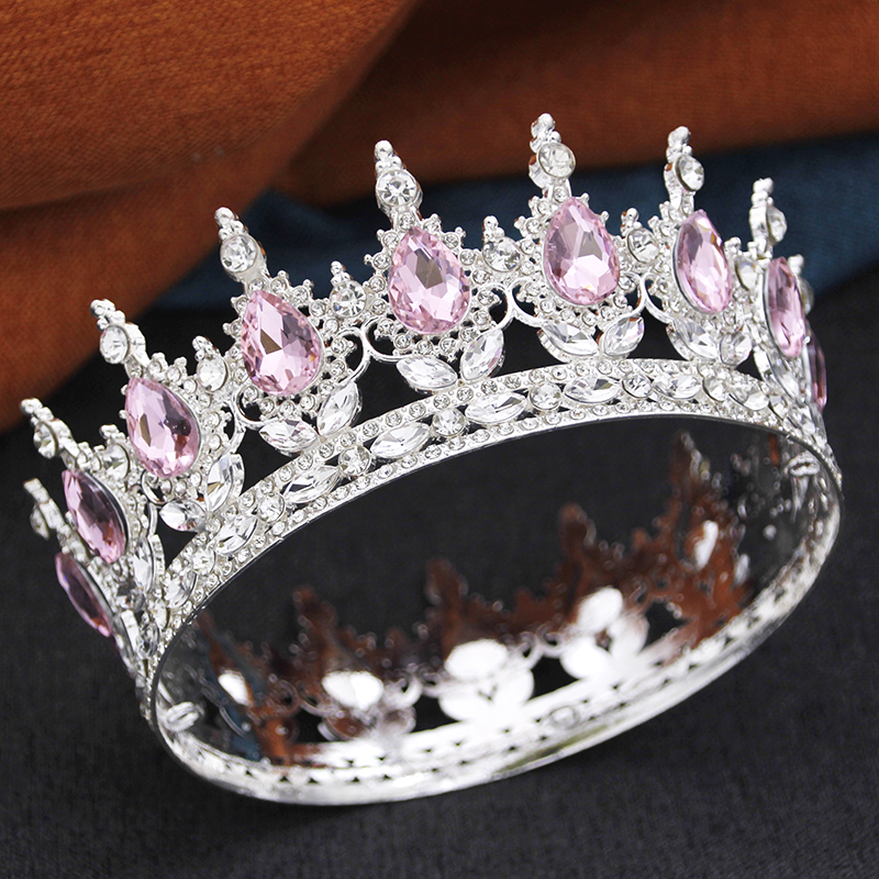 Barokke ronde diadeem koninklijke koningin koning tiara's en kronen feest verjaardag bruids trouwjurk kroon sieraden accessoires: Black Gun Plated