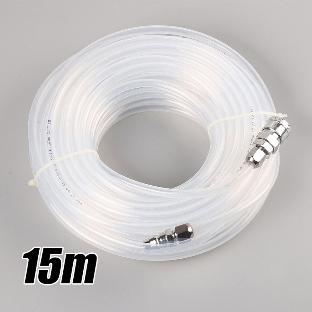 10M/15M/20M Hoge Druk Flexibele Luchtslang Compressor W/ Quick Connector 5X8Mm Rechte Buis Pe Pijp Riem Rode Pneumatische Slang: Clear 15m