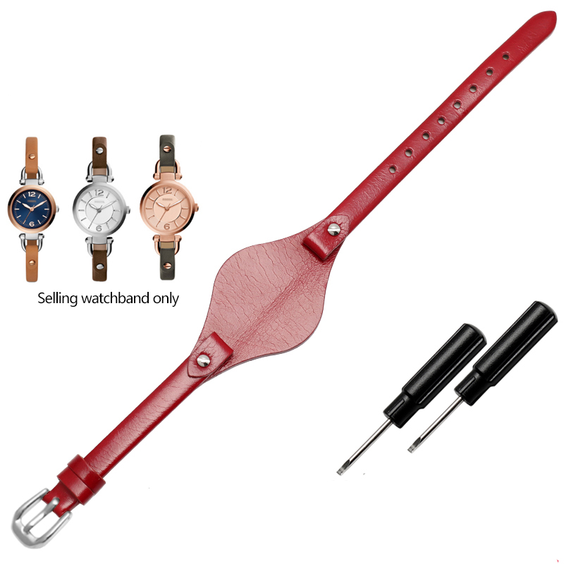 Correa de reloj de cuero de , 8mm, especial para correa femenina fósil ES3077 ES2830 ES3262 ES3060 ES4119 ES3148, pulsera Wonmen