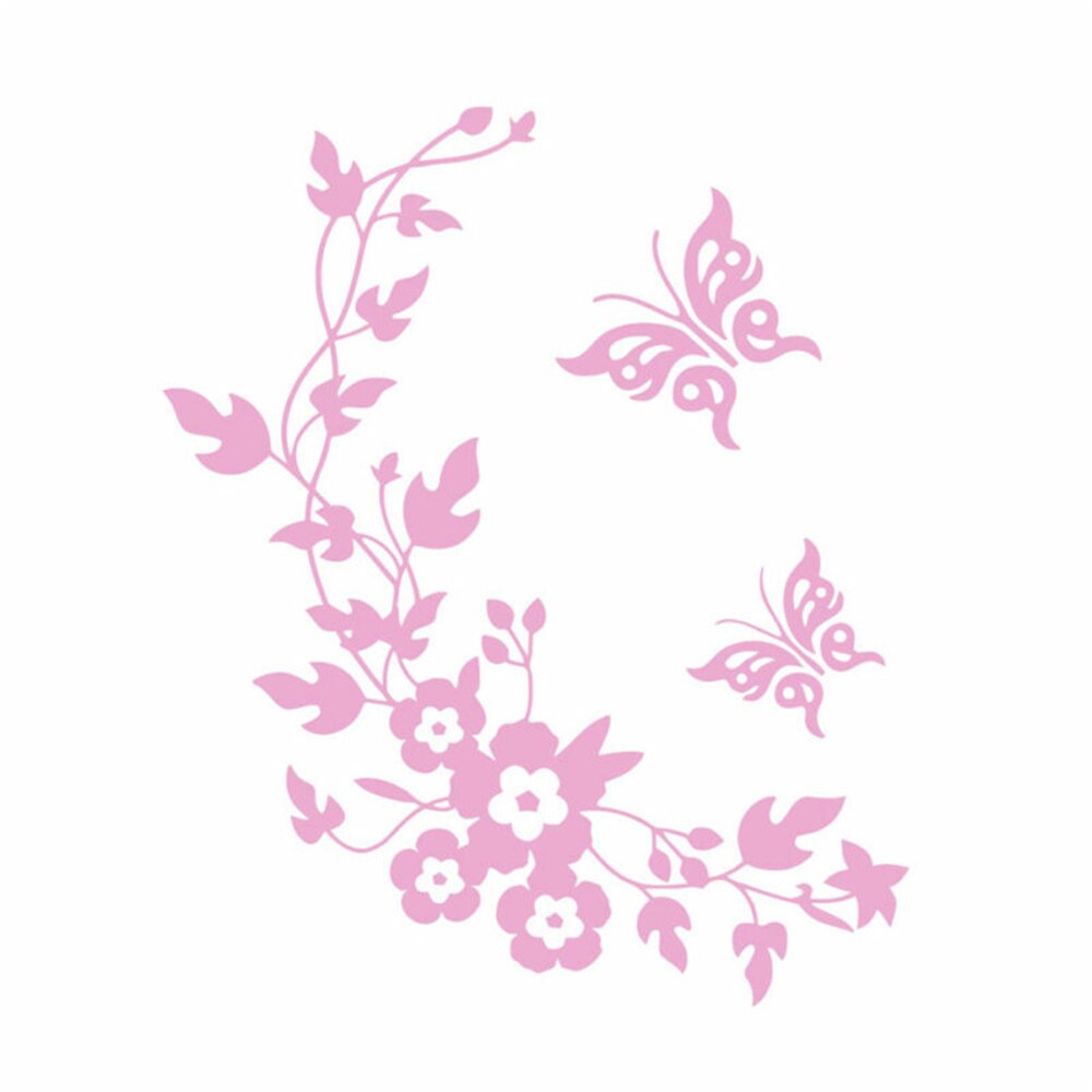 Mariposa flor asiento de inodoro PVC baño extraíble pegatina de pared decoración inteligente: Rosa