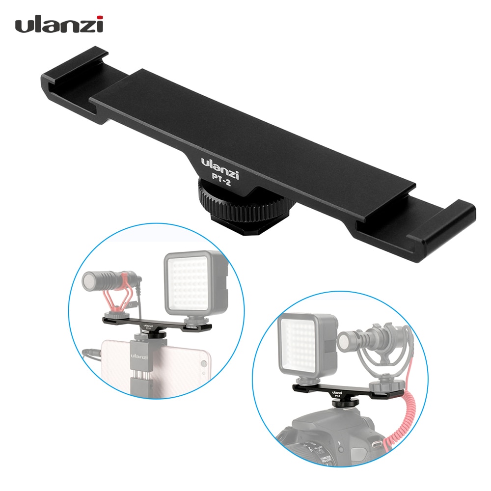 Ulanzi PT-2 Double Shoe Mount Extension Bar Dual Bracket With 1/4" Thread for DV DSLR Camera Smartphone Microphone LED Light