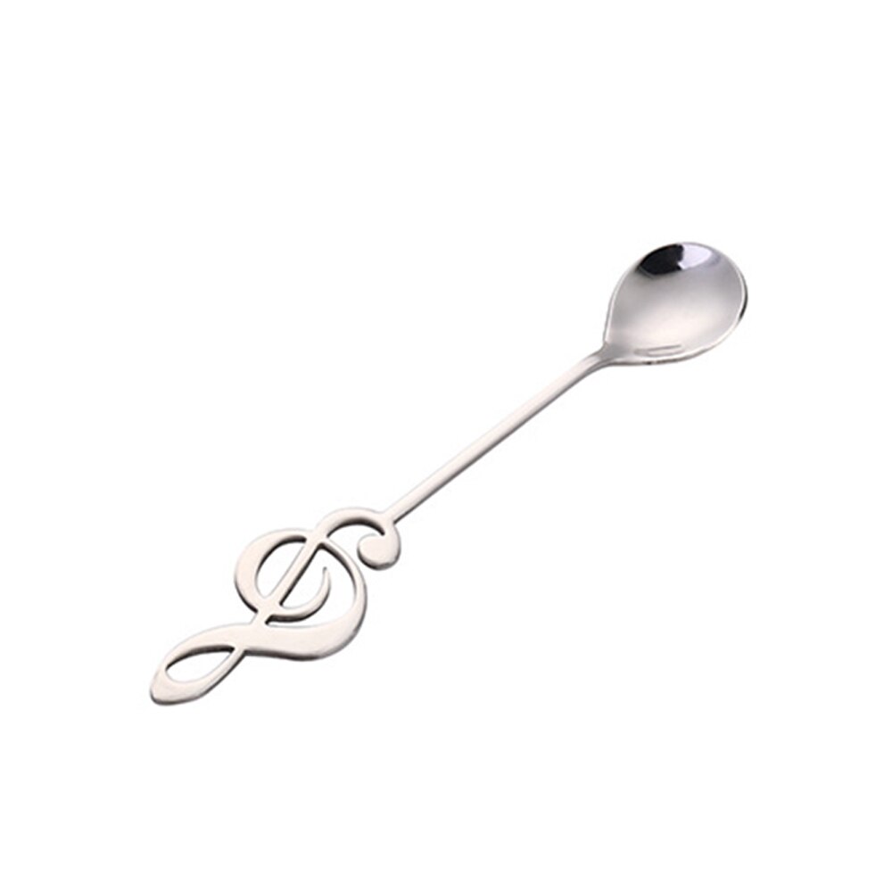 1PC Stainless Steel Music Shaped Coffee Spoon Teaspoon Dessert Snack Children Spoon Mini Spoons Tableware 7 Colors: 01