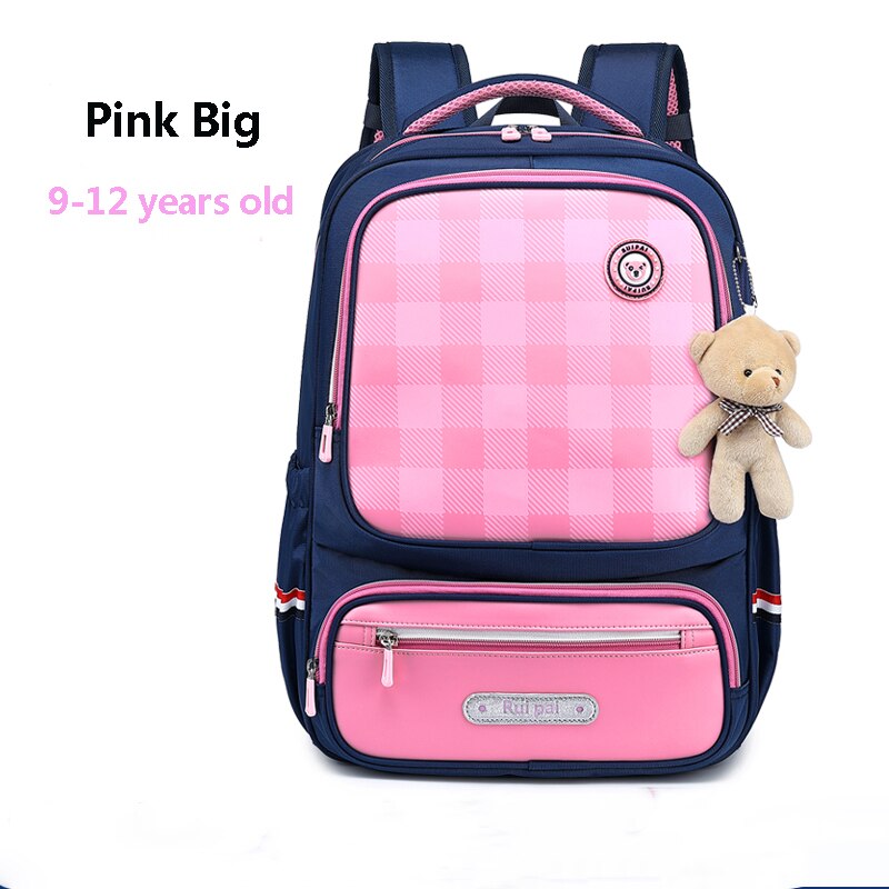 Edison cartables pour garçons et filles école sac à dos enfants sac à dos enfants sacs étanche sac à dos Mochila envoyer ours pendentif: Pink Big
