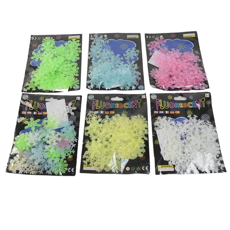 50 Stuks Lichtgevende Sneeuwvlok Glow In The Dark Muurstickers Venster Winkel Decals Kids Baby Kamers Kerst Stickers Home Decor