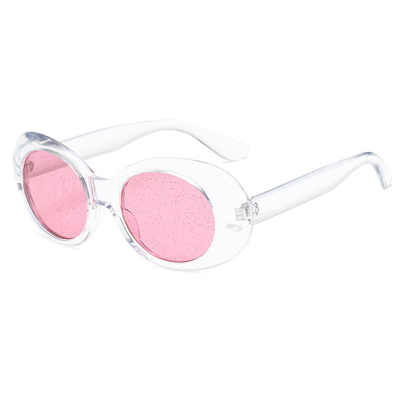NYWOOH Oval Sunglasses Women Colorful Candy Clear Sun Glasses Men Sequin Red Pink Eyewear Kurt Cobain Glasses Clout Goggles: clearpink