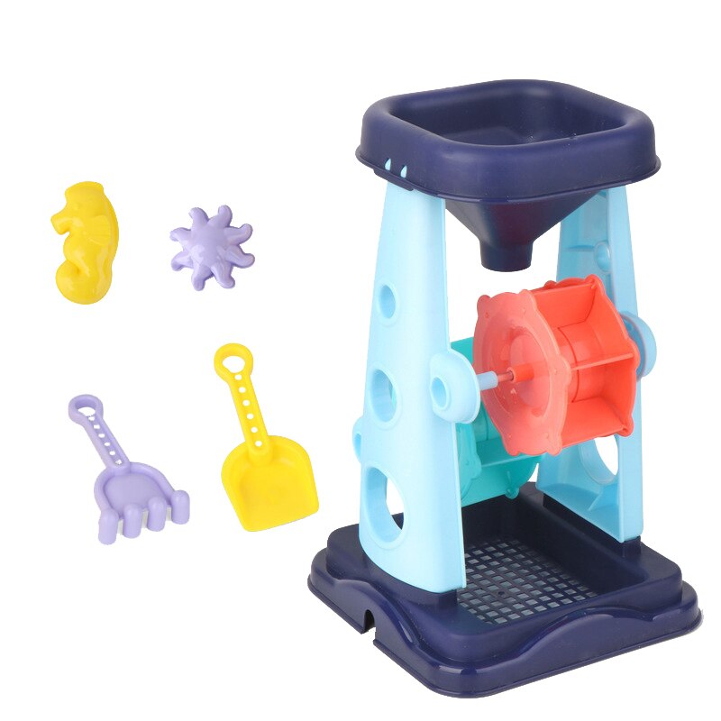 Summer Beach Toy Sand Set Kids Sand Play Beach Seaside Sandpit Toy Fun Water Swimming Toys Sandglass Shovel Hourglass Tool: Blue