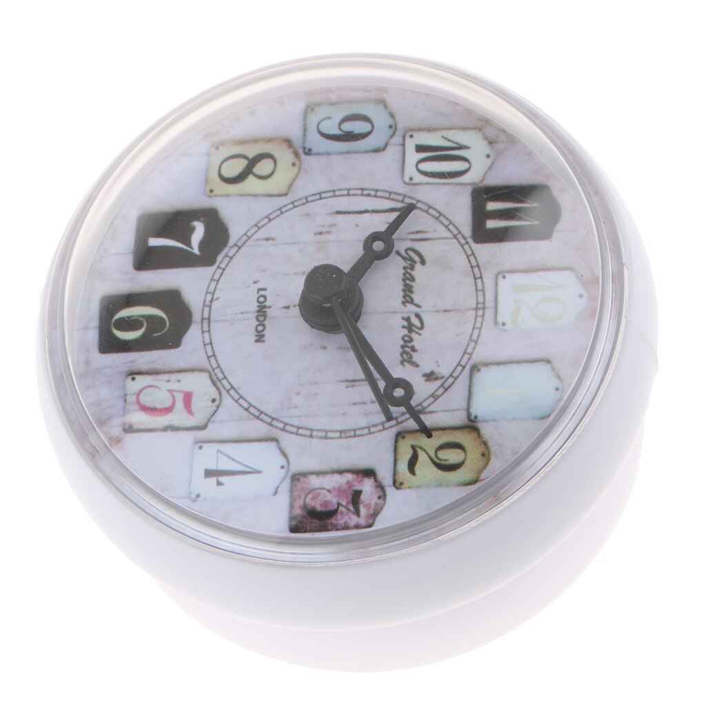 European Style Small Waterproof Round Clock for Bathroom Suction Up Mirror Window Clock, Pink/ White