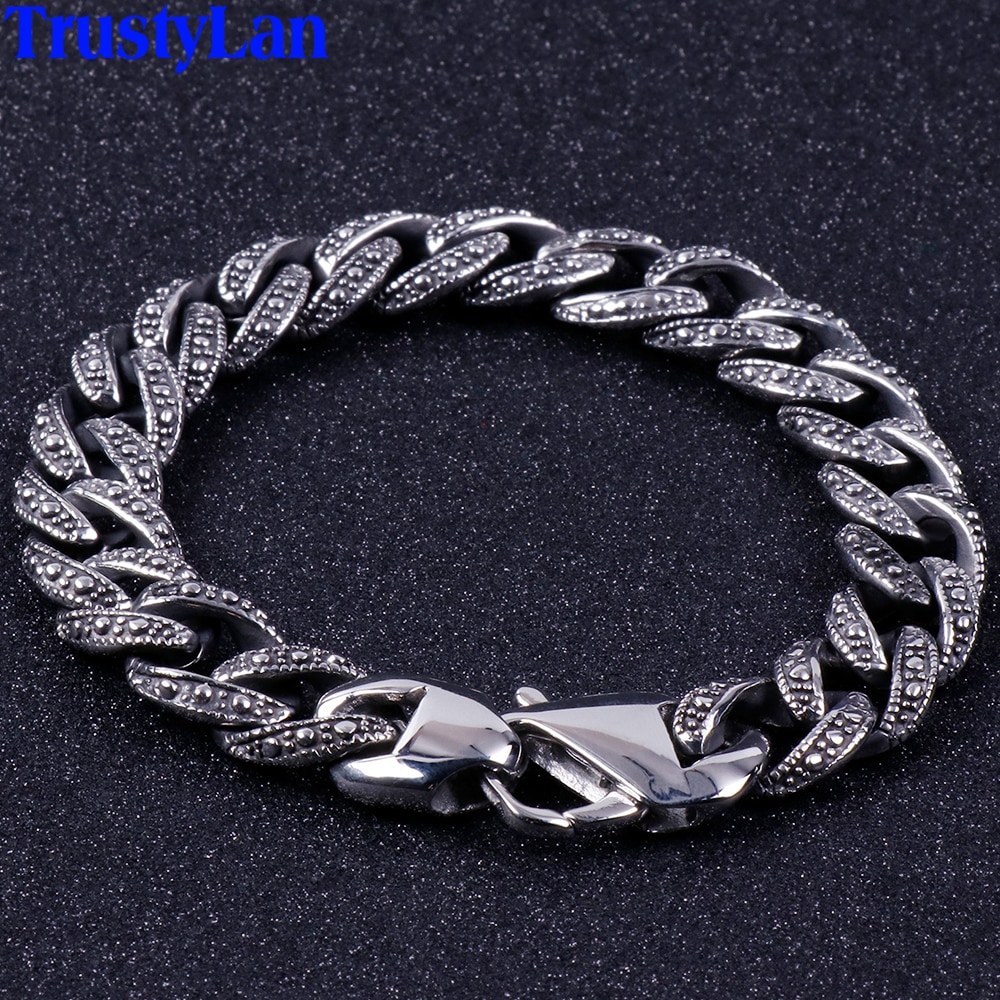 Vintage Mens Chain Bracelet Friendship-Bracelets 316L Stainless Steel Bracelet Men Heavy Male Jewelry