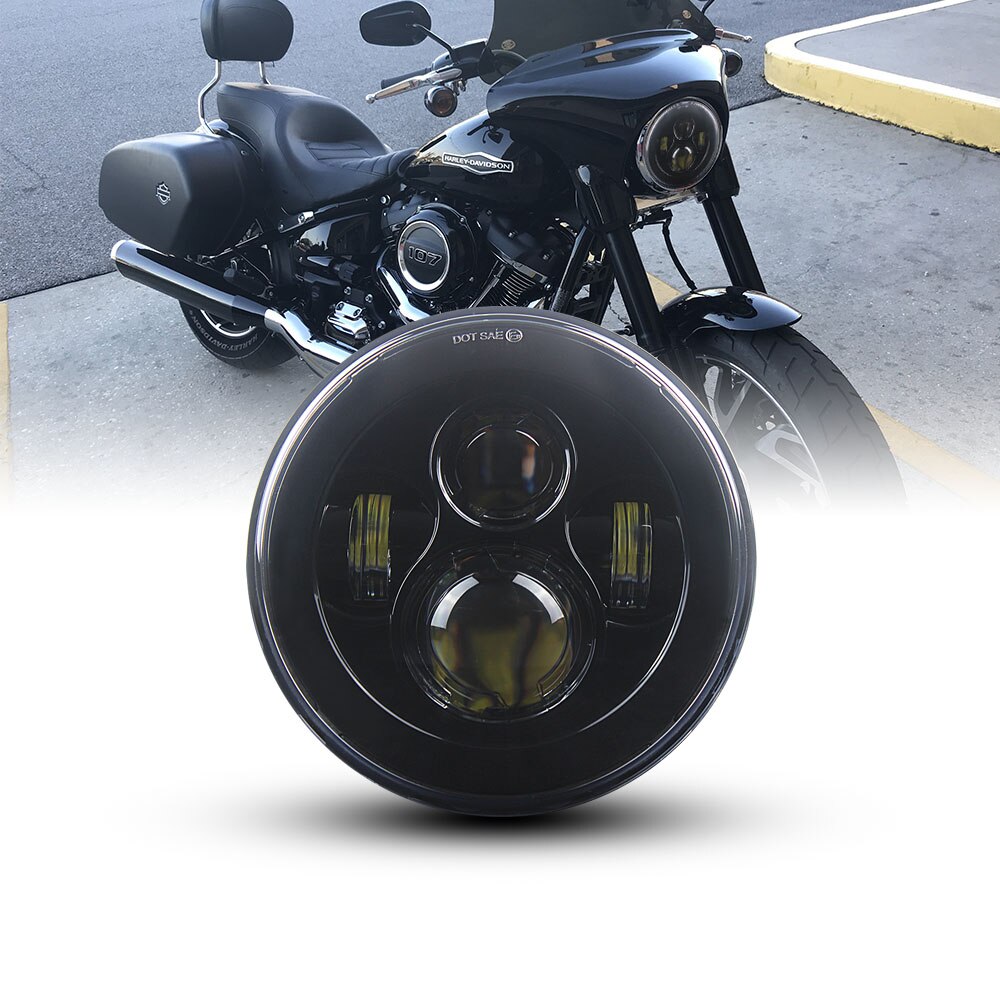 7" LED Headlights Projector LED Lights Bulb Headlamp 7 inch For FLSTC FLSTF FLSTFB: 40W Black