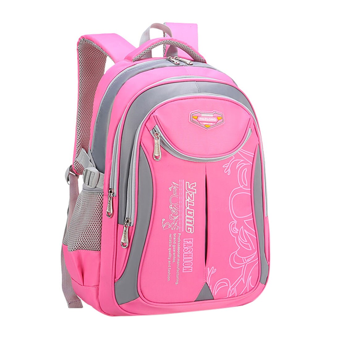 Primary Students Schoolbag Big Capacity Children Backpack Bag Reduce the Burden of Books Waterproof Pack for Teenager Girls Boys: Pink M
