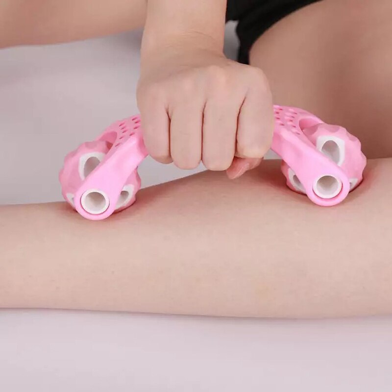 1 Pcs Handheld Massage Roller 2 Wheels for Neck Full Body Deep Tissue Muscle Relaxation DC88