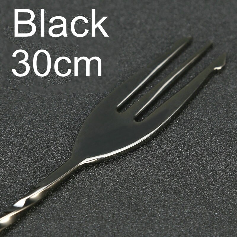 300/400mm cocktail gaffel bar ske 304 rustfrit stål snoet blande røre ske bar værktøj: 300mm sorte