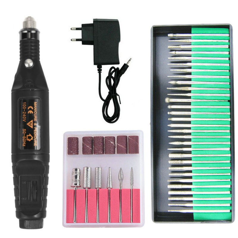 Nail art mini elektrisk borr manikyr maskin borr nagel skönhet borr penna pedikyr tips fil polish form maskin för manikyr: Blcak
