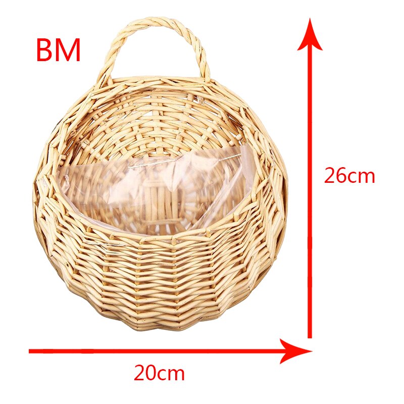 Panier de rangement en rotin, paille, osier naturel, Pot mural suspendu, conteneur, support de plantes, paniers décoratifs pour guirlande de fleurs: BM