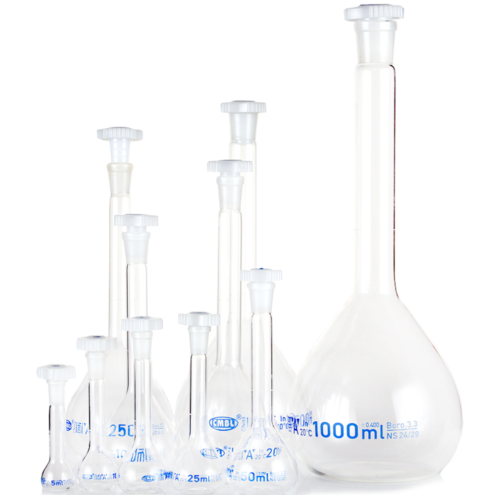 25ml Transparent Lab Borosilicate Glass Volumetric Flask with plastic Stopper Office Lab Chemistry Clear Glassware Supply