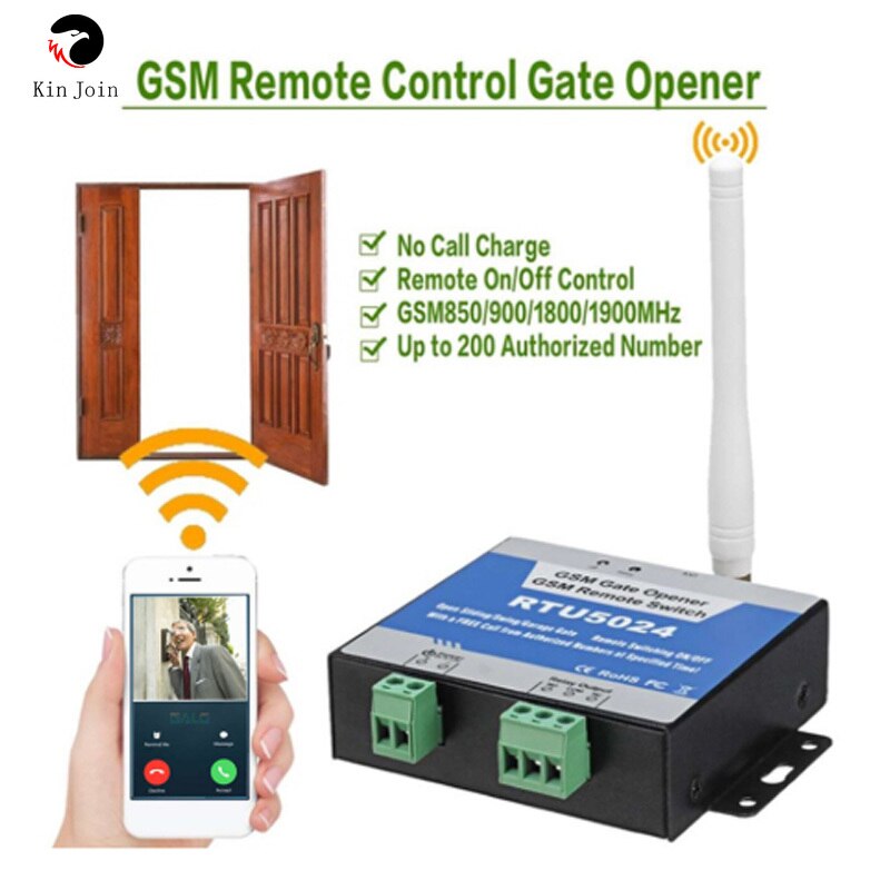 GSM Door Gate Opener Relay Switch RTU5024 Remote Access Control with 3 Meters Antenna Wireless Door Opener By Free Call Support