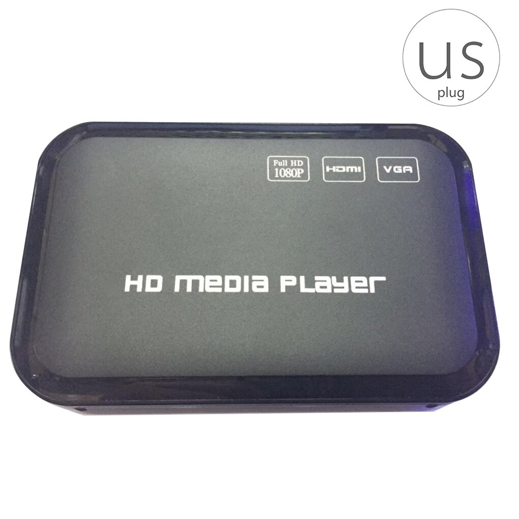 Full HD 1080P reproductor multimedia centro reproductor multimedia reproductor de vídeo HD SD SDHC MMC tarjetas USB Control remoto EU /US/UK/AU: US Plug